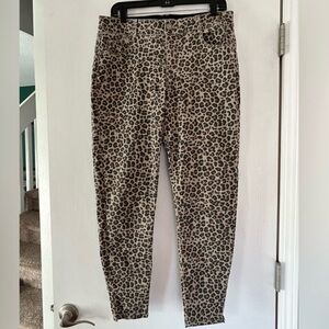 Knox Rose Size 14 Leopard Print High-Waist Skinny Pants - Taupe, Black & Brown